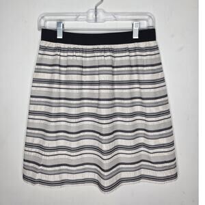 NWT Ann Taylor Loft black white striped silk cotton blend pleated skirt - 2